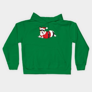 Cute Tricolor Corgi in Santa Christmas Costume Kids Hoodie